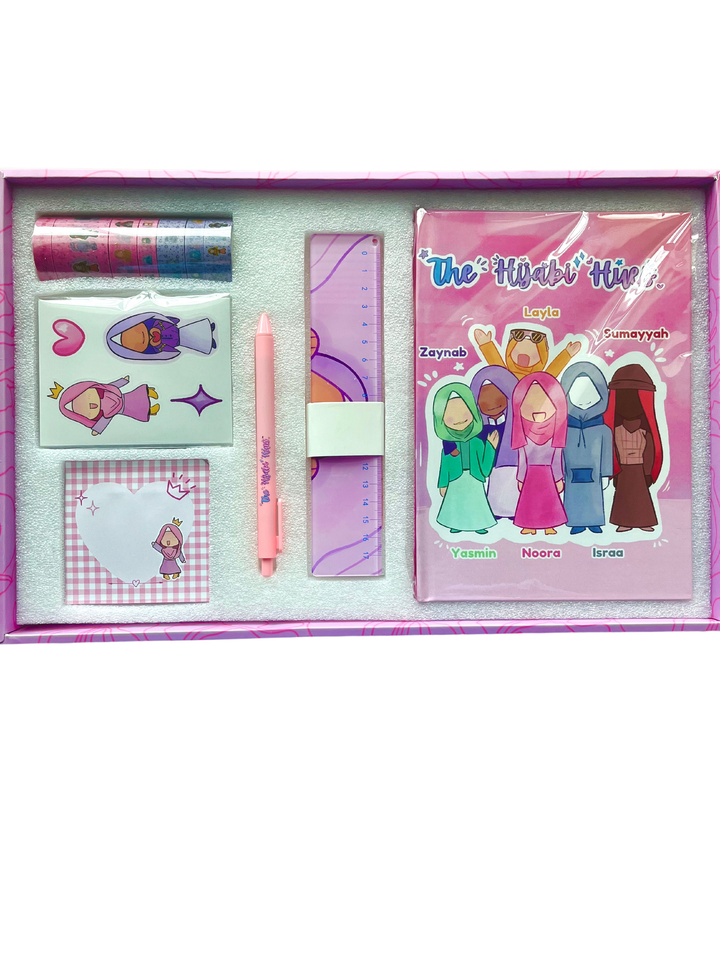 Pre-Order The Hijabi Hues Stationery Gift Set - Notebook, Washi Tape, Rulers, Sticky Notes, Stickers