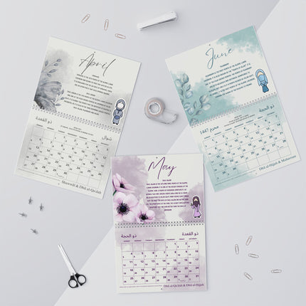 The Hijabi Hues Islamic 2025 Calendar with Characters and Islamic Months