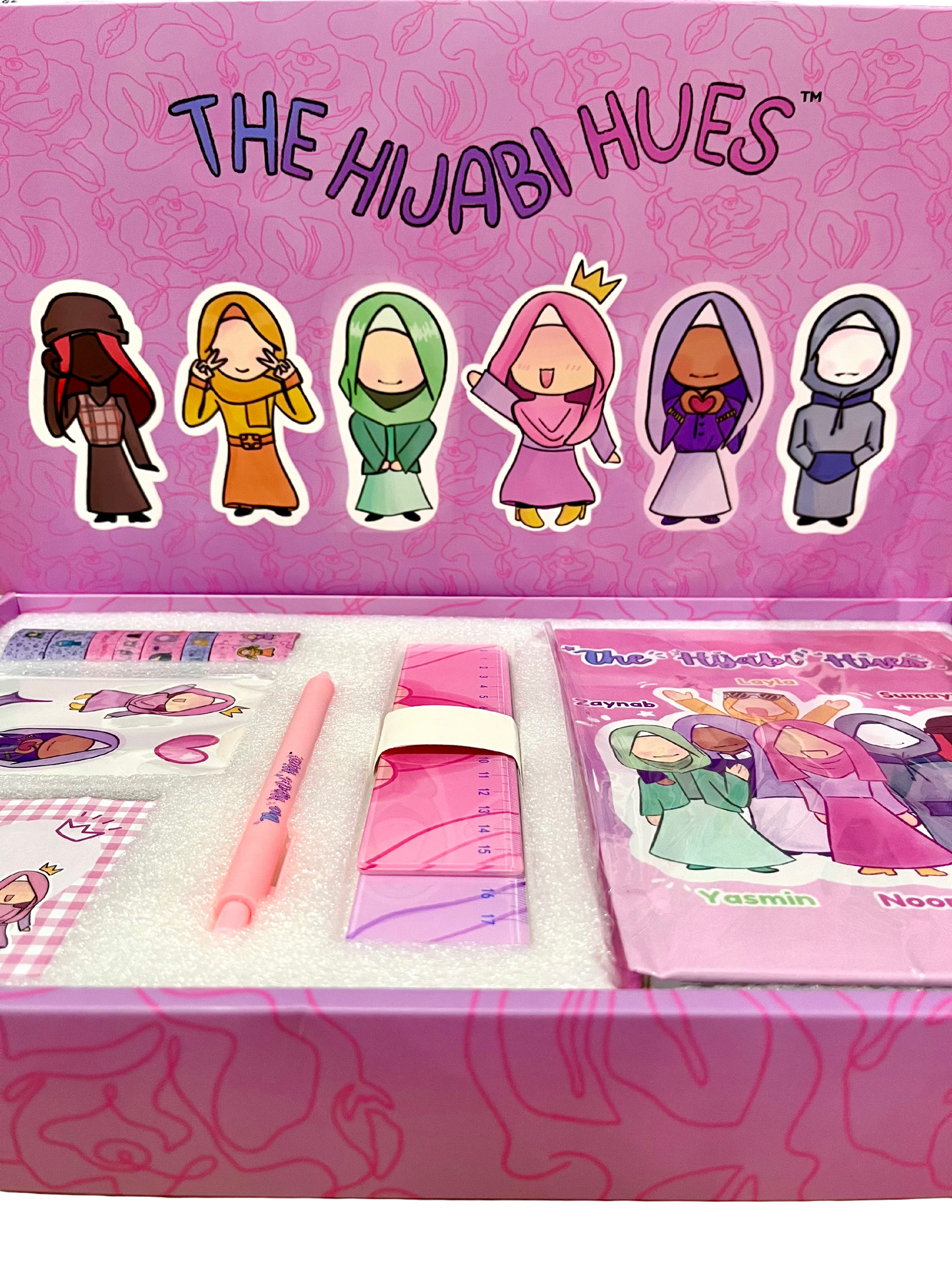 Pre-Order The Hijabi Hues Stationery Gift Set - Notebook, Washi Tape, Rulers, Sticky Notes, Stickers